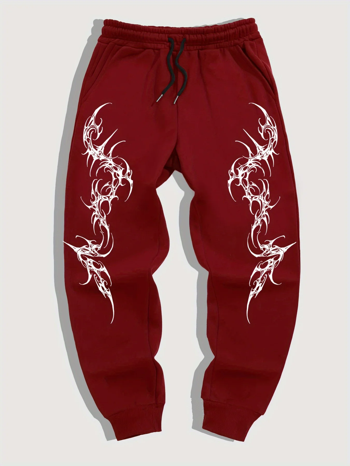Men's Gothic Print Geometric Pattern Jogging Pants Elastic Drawstring Autumn and Winter Casual Trousers Daily Wear Sweatpants