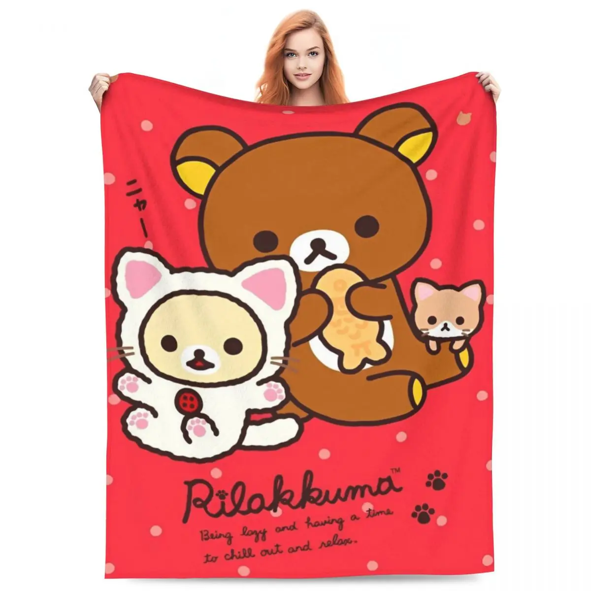 Rilakkuma Cartoon Blanket Decorative Flannel Throw Blanket For Couch Bed Soft Custom Quality Bedspread Gift Idea