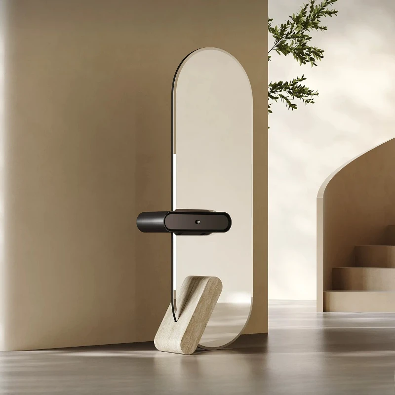Italian light luxury art minimalist creative full-length mirror original full-body floor mirror premium bedroom