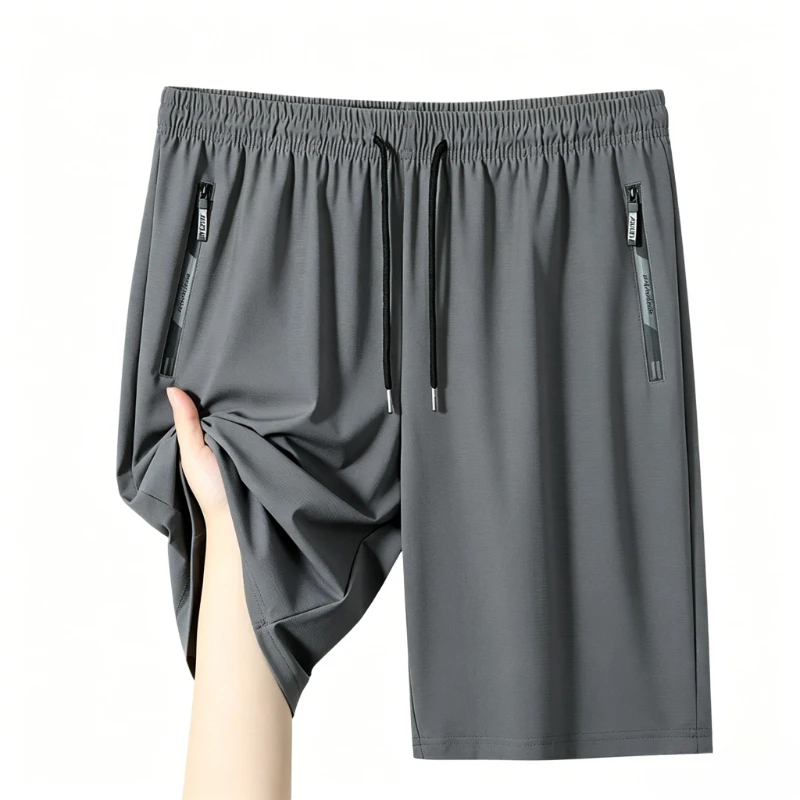 

Summer Zipper Pockets Sports Shorts Men New Comfortable Elastic Waist Clothing Male Breathable Short Joggers Trousers Plus size