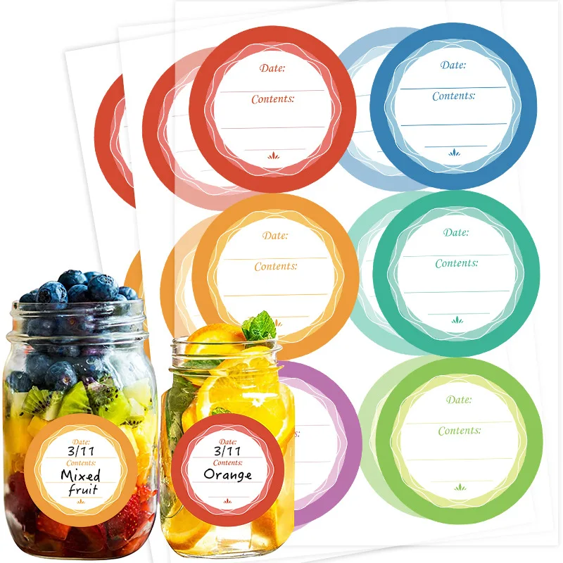 6pcs 4CM Waterproof Removable Date Labels Food Storage Time Mark Stickers Kitchen Cans Jars Content Classification Sticky Tags
