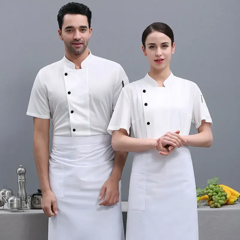 Breathable Mesh Chef Short Sleeve uniform Chef 's outfit Baker Work Clothes Waiter Restaurant Hotel Cook black Chef Coat food
