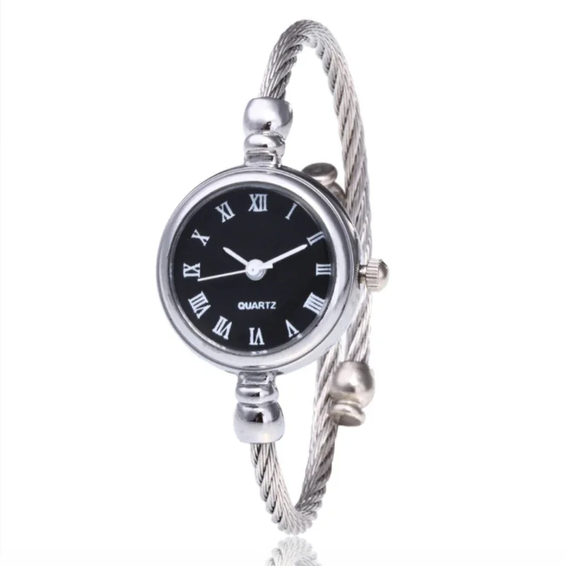 Pequeño reloj de pulsera de oro de lujo de acero inoxidable para mujer, relojes de pulsera de cuarzo Retro, relojes de cadena fina informales a la