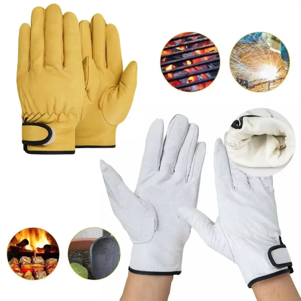 Sheepskin Leather Work Gloves Stretchable Wrist Soft Safety Gloves Wear-Resistant Welding Gloves Workers Protection