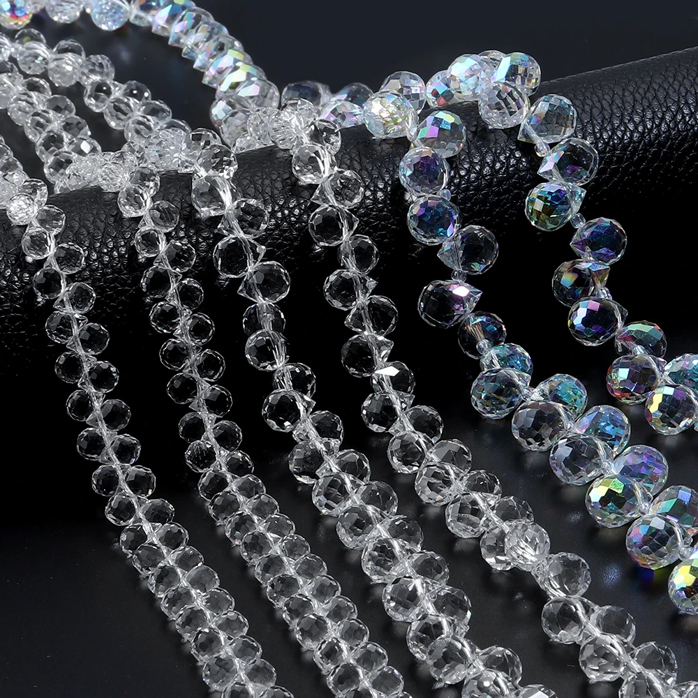 6/8/10mm Crystal Strawberry Beads Transparent Glass Beads Chains for Craft Making DIY Bracelets Earrings Accessories