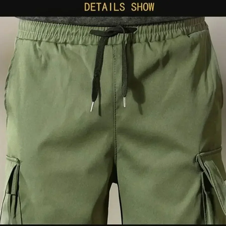 

2025 Oversized Casual Workwear Pants for Men's Loose Cropped Sports Pants Cool Black Cargo Pants Armygreen Pants Men