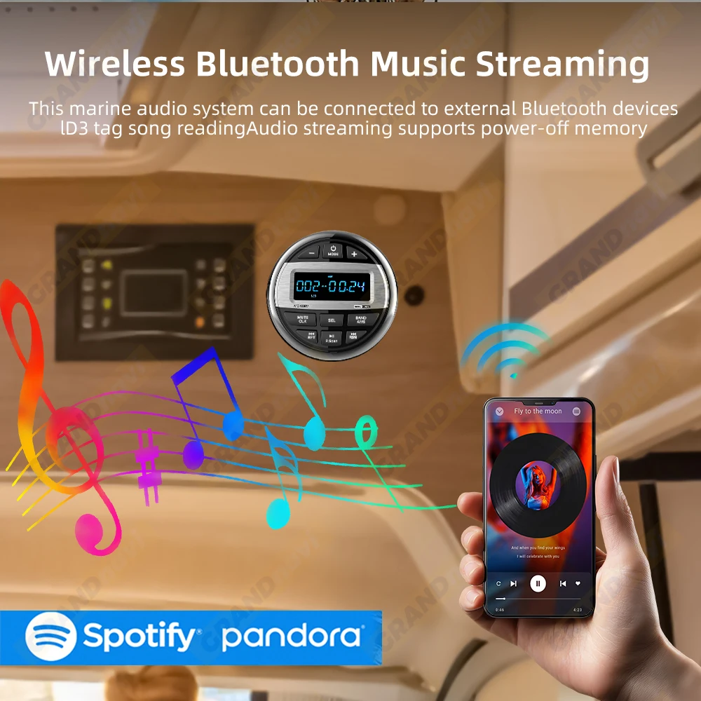 RV ستيريو يخت راديو للمحرك المنزل قياس ATV UTV عربة قارب البحرية دراجة نارية مقاوم للماء بلوتوث FM AM مشغل الوسائط الرقمية