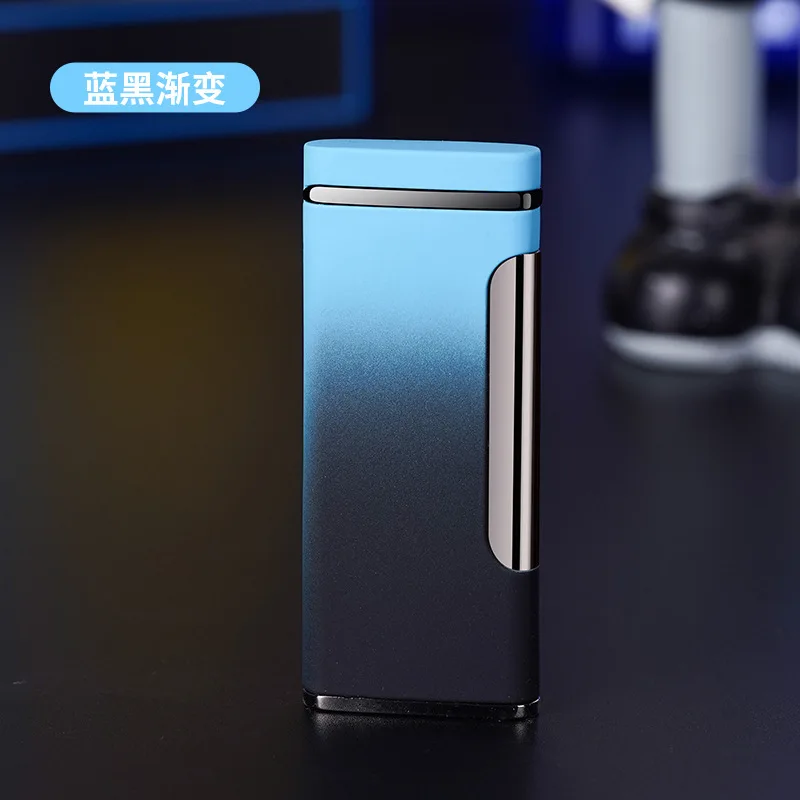 Gradient Slim Inflatable Lighter Portable Durable Metal Windproof Lighter Cigar Smoking Accessories Pipes for Smoking Men Gift