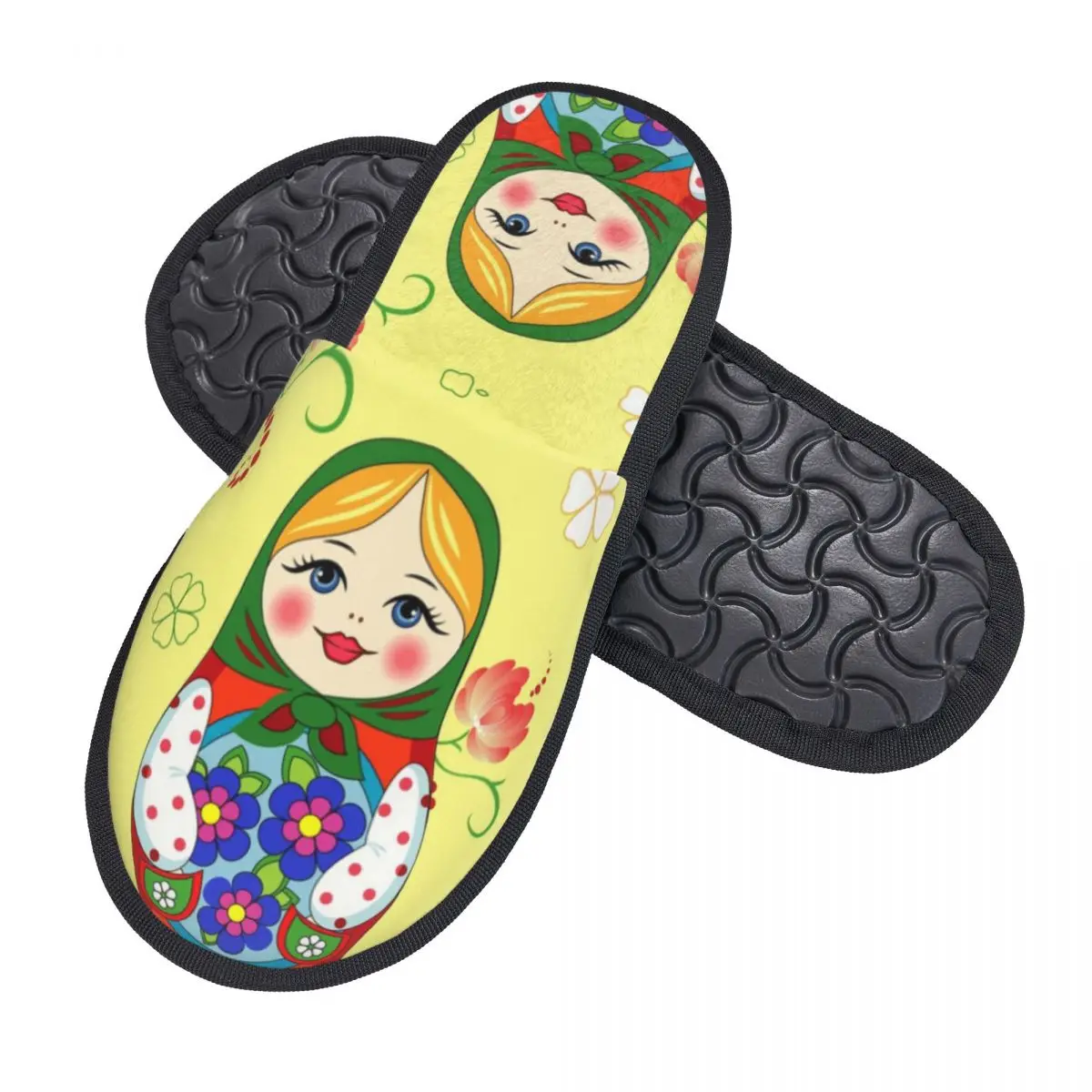 Custom Adorable Russian Doll Memory Foam Slippers Women Comfy Warm Matryoshka House Slippers