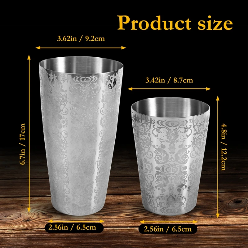 Cocktail Shaker Boston Shaker 304 Stainless Steel Barra De Ferramentas Creative Engraving Design Boston Cocktail Shaker Tin Set