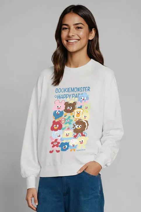 Cookie Monster Happy Party Graphic Clothes 2025 New Cute Trend Style Sweatshirts Autumn Oversized Crew Neck Sweatshirts