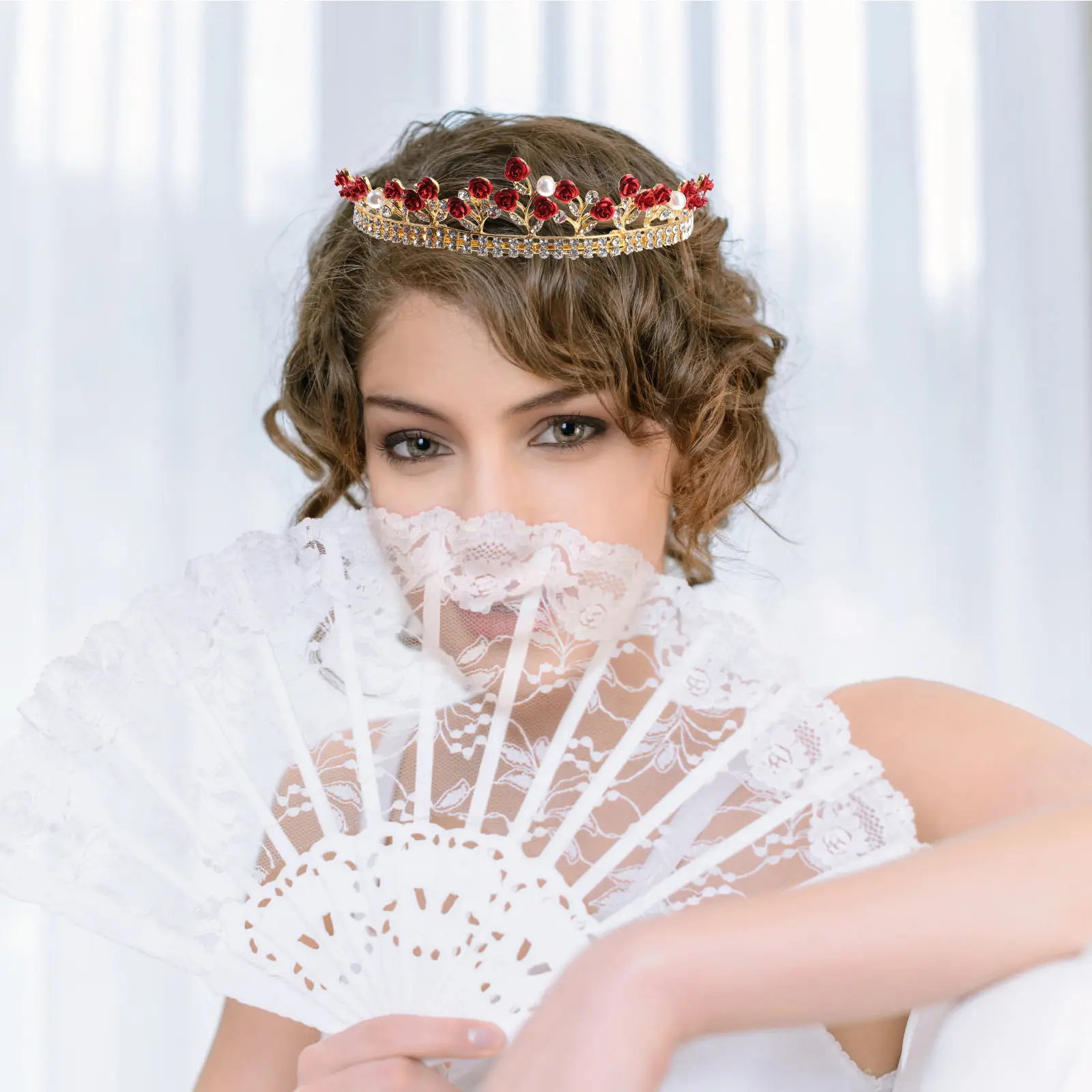 

1 шт. Элегантная корона для волос с розами и стразами, украшение для невесты на свадьбу или вечеринку, декоративный головной убор