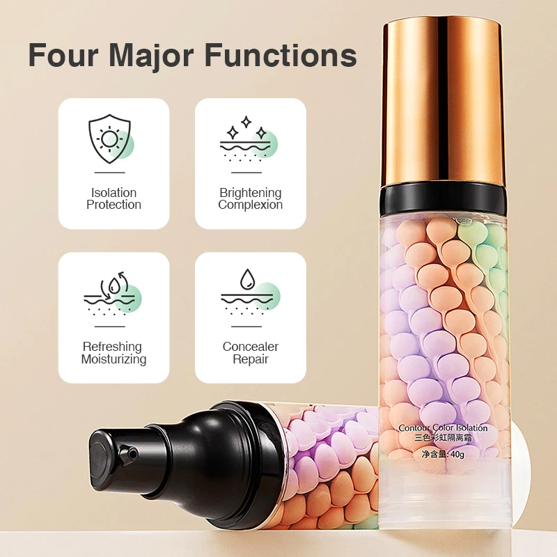 Three Colors Liquid Concealer Mixed Isolation Lotion Makeup Invisible Pore Moisturizing Bright Skin Face Primer Base Foundation