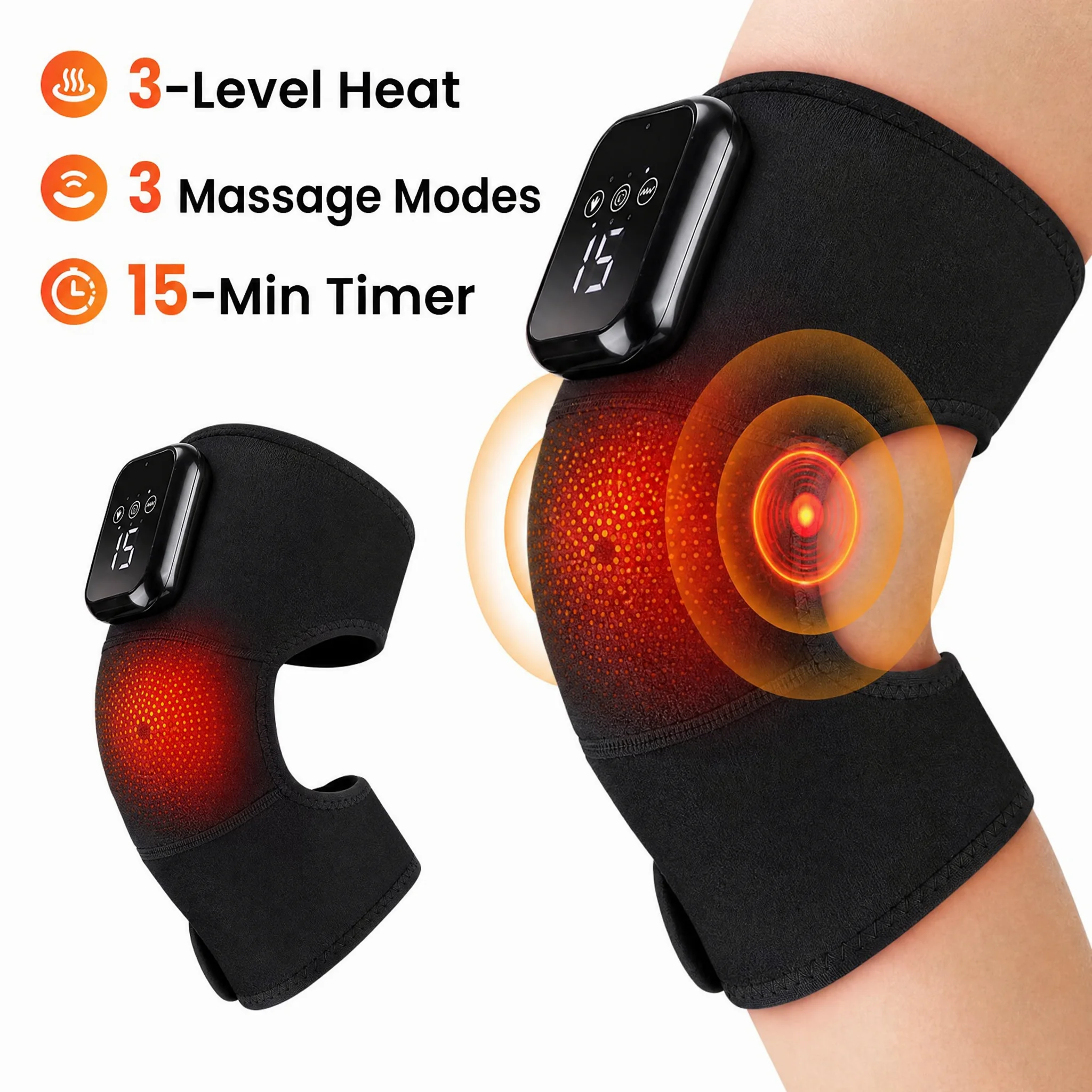 Electric Heated Vibration Knee Massage Pad 3 in 1 Massager for Shoulder Elbow Hot Compress Thermal Joint Brace Muscle Relaxation