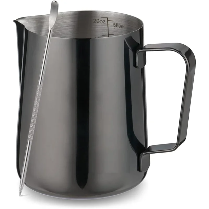 

A7THK-Latte Art Milk Frothing Pitcher,600Ml(20Oz) Stainless Steel Coffee Steaming Pitchers Cappuccino