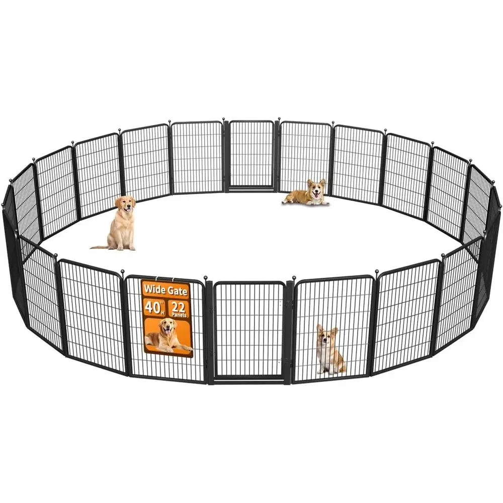 

Wide Gate Dog ence Outdoor Pens Outside,Portable Dog Play Pen 40" H 22 Panels Pet Playpen Exercise Pens or Puppys Small Medium L