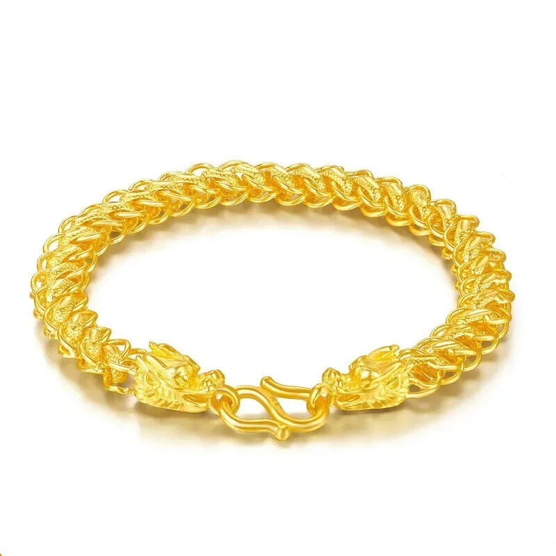 Pure Gold 18 KT Color Bracelets Jewelry for Men Bro Never Fade Gold Jewllery Birthday Wedding 18 K Gold Plated Bangles Bracelets