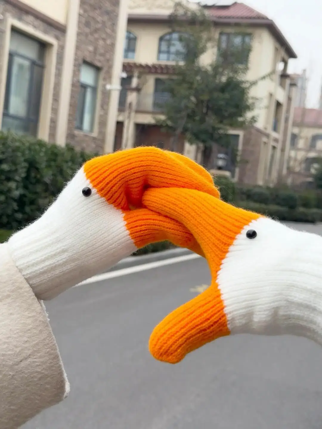 Large Goose Down Knitted Mittens for Women, Autumn and Winter Warm Fleece-Lined Cold-Proof Couple Student Creative Funny