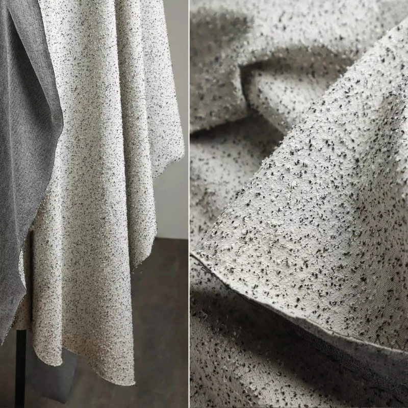 

Черно-белая джинсовая ткань с петлями, старая креативная верхняя одежда, ветровка, дизайнерская одежда, ткань для шитья своими руками