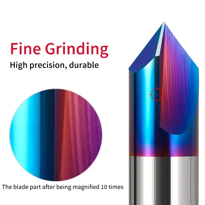 Chowmaster Carbide Chamfer End Mill HRC65 Coated 3 Flute Straight Groove 60 90 120 Degree Milling Cutter for Stainless Steel CNC