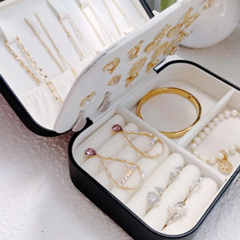 Travel Jewelry Case Jewelry Storage Box with Multiple Compartments Capacity Necklace Earring Organizer Lightweight Portable