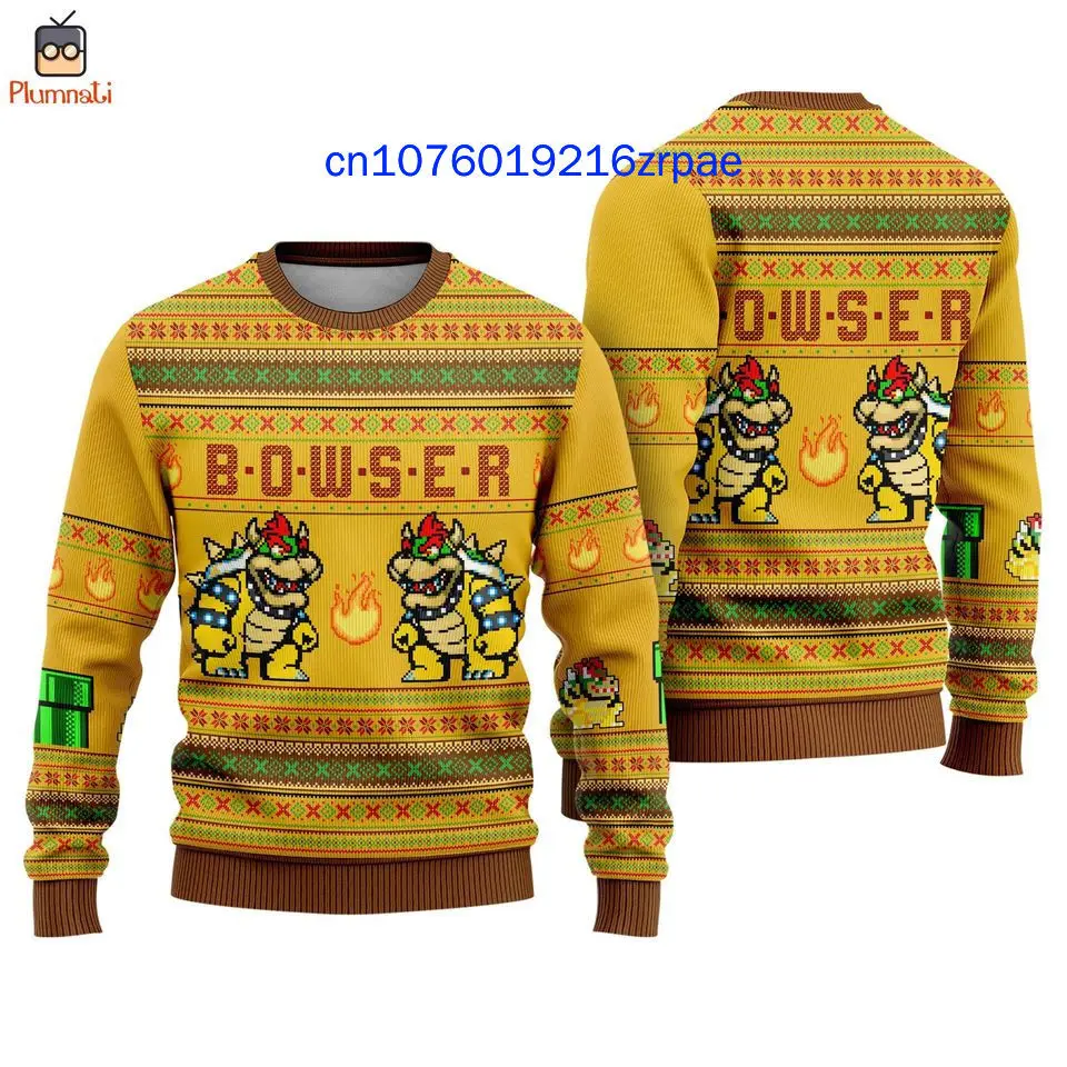 Super Mario Bowser Weihnachten Hässlicher Pullover Herren Damen 3D-Druck Hässliches lässiges Sweatshirt Weihnachtssweatshirt