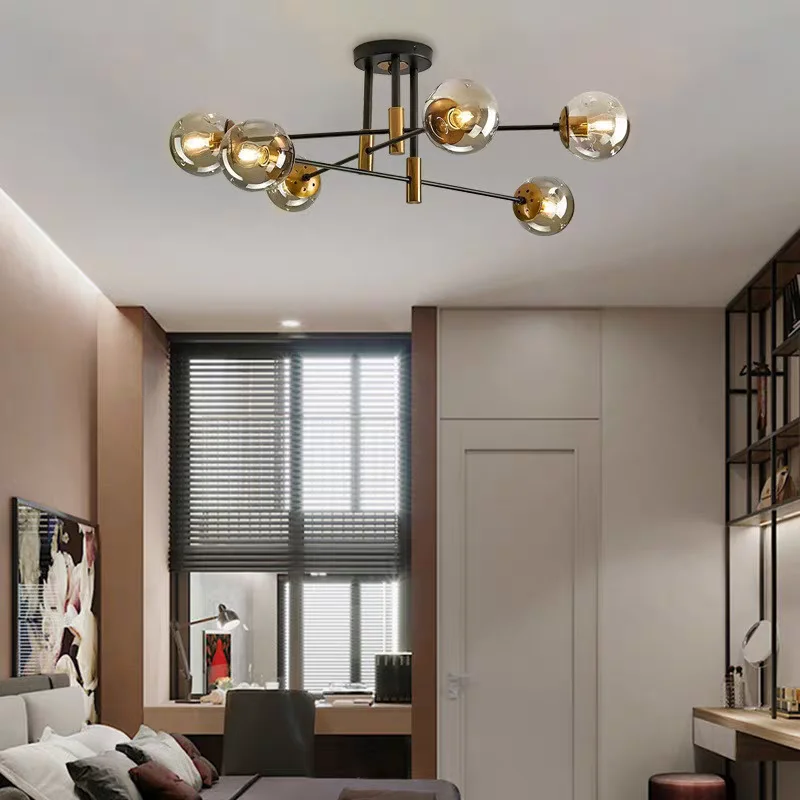 

Nordic Ins Magic Bean Light Postmodern Living Room Pendant Lights Home LED Bedroom Light Luxury Glass Ball Branch Chandeliers