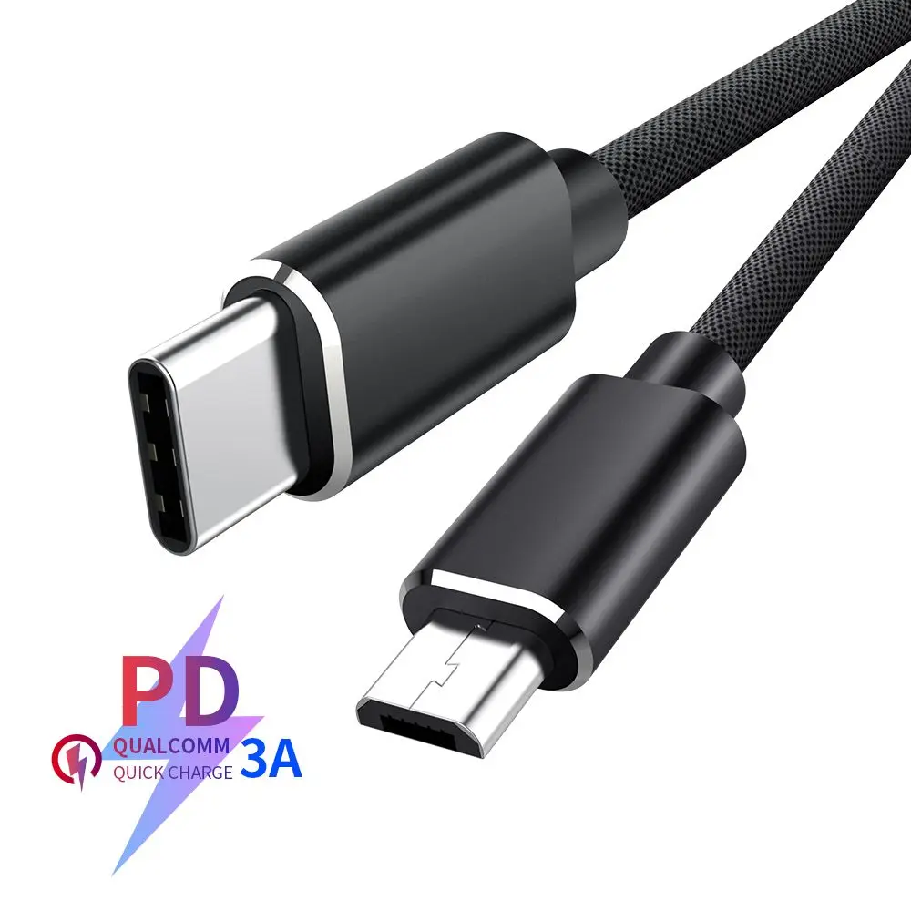 1M OTG QC4.0 Quick Charger Fast Charging USB Type C To Micro USB Cable Data Cable Male to Male For Samsung Xiaomi Huawei
