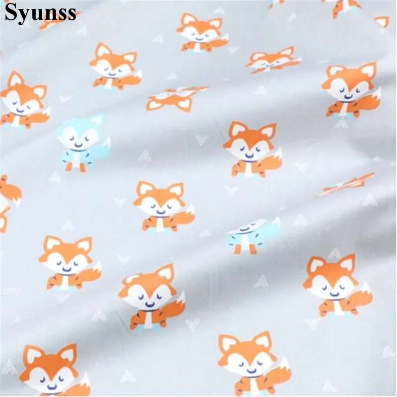 Syunss Cute Fox Bear Arrow Printed Cotton Fabric for Diy Patchwork Quilting Baby Cribs The Cloth Cushions Blanket Sewing Tissus