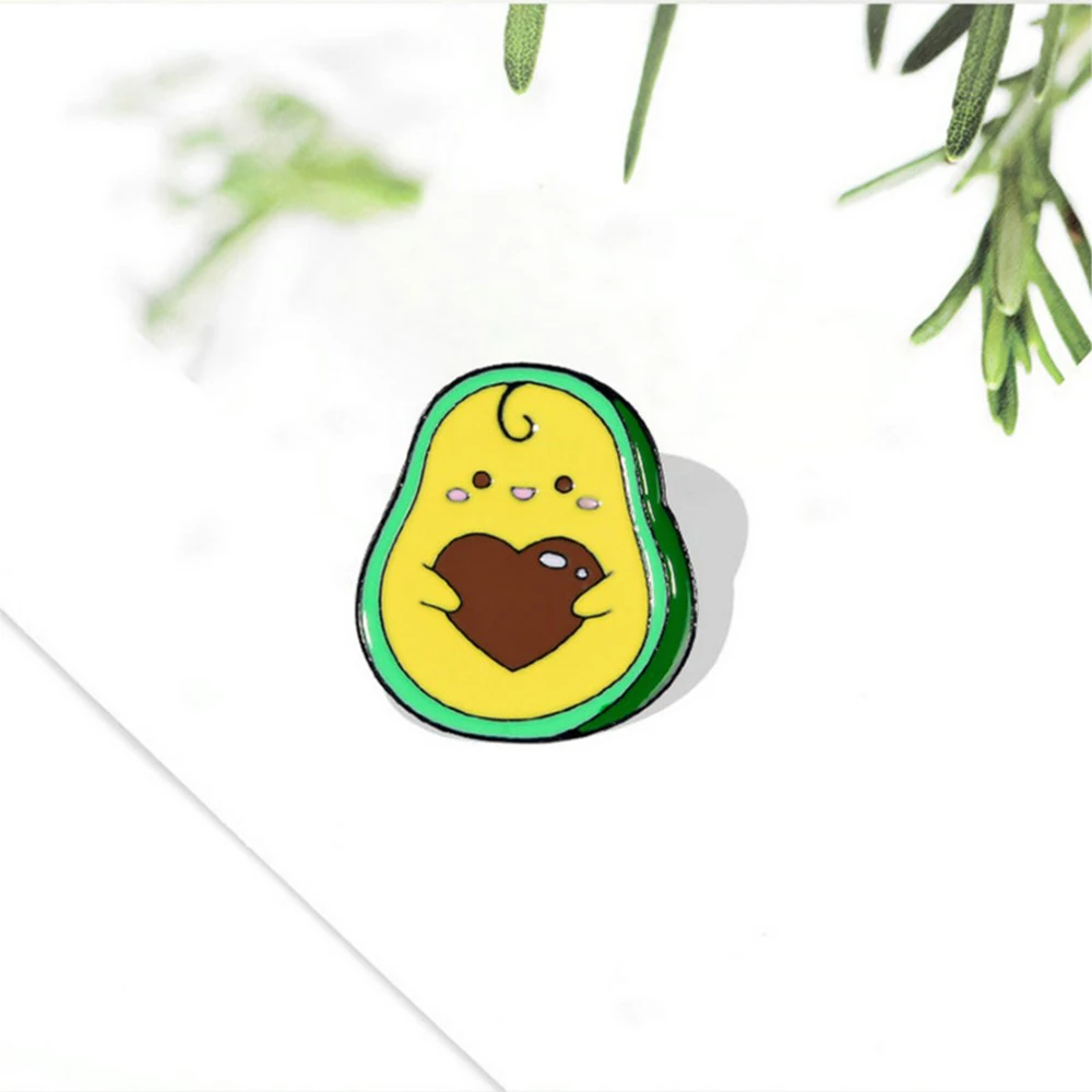 Love You~ Avocado Enamel Pin Custom Fruit Brooches Shirt Lapel Bag Cartoon Badge Jewelry Gift for Kids Friends