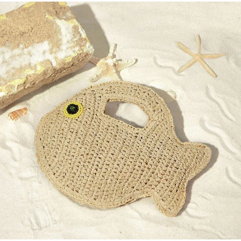 Schildkrötenförmige Rattan-Gewebte Umhängetasche mit Kettenriemen, Handgefertigte Stroh-Strandtasche, Damen Sommer-Abendtasche – Detail 4