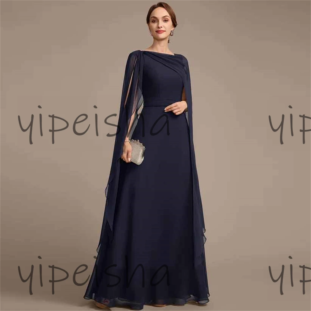 Customized Saudi Arabia Simple Evening dress A-line woman of the bride luxury wedding Chiffion sleeveless Waist Fold Crew dress