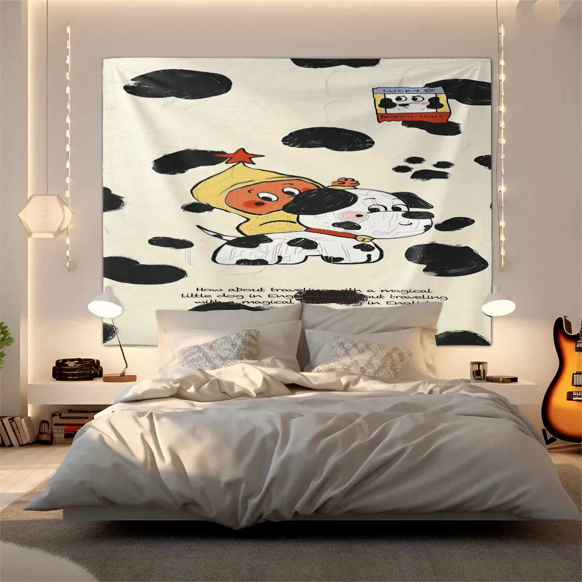 

Забавный гобелен с мультяшной собакой для путешествий, креативный декор для подростков, идеально подходит для игровой комнаты, спальни, милый подарок для любителей мультфильмов и собак
