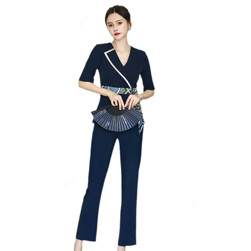 Spa Uniforms Women Workwear Beauty Clothing Beautician Scrubs Work Clothes Beauty Salon Tattoo Artist Uniform 2pcs Set Wholesale