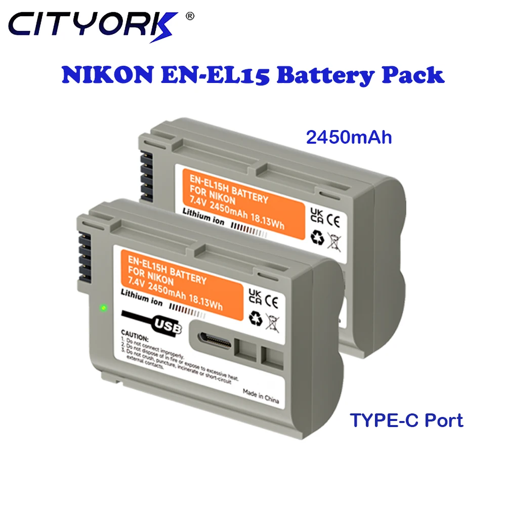 En-El15 En El15 Battery for Nikon D750 D810 D7500 D500 D600 EN-EL15C EN-EL15A EN-EL15B Camera Battery Pack with USB Type C Port