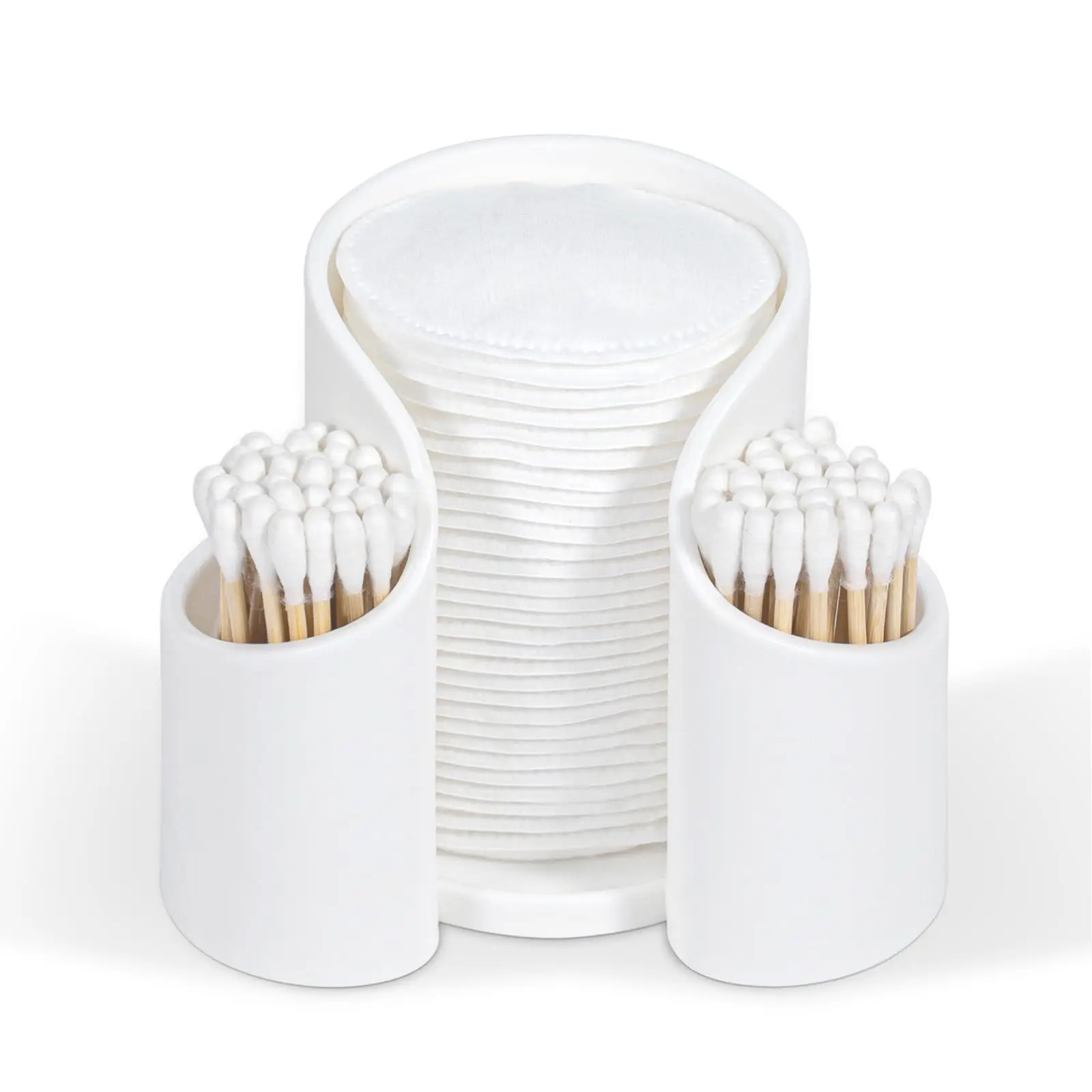 Cotton Pad Qtips Holder, Bathroom Cups Dental Floss Dispenser, Storage Organizer For Cotton Pad Qtips Paper Cup Floss JJ2524OJ