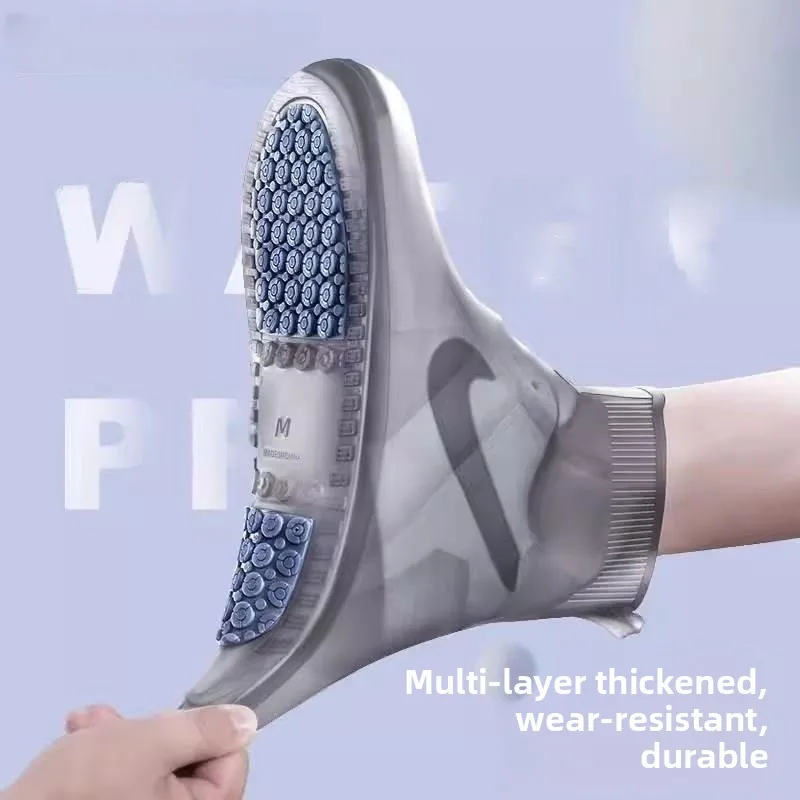 

Утолщенные силиконовые сапоги от дождя для мужчин и женщин, для активного отдыха, водонепроницаемые, нескользящие, осенне-зимние, удобные для прогулок