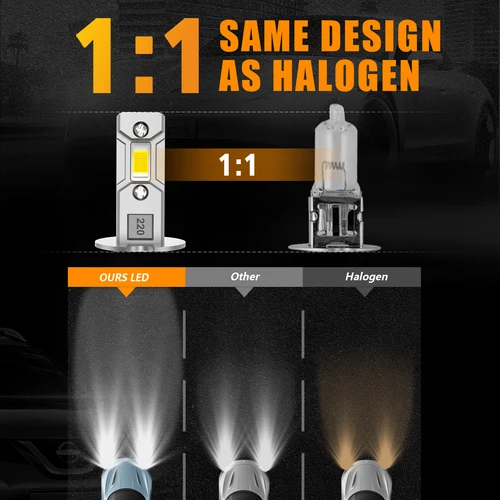 Imagen 2 del producto 2 uds H3 bombilla de faro LED Canbus sin ventilador Luz De Carretera 6500K blanco 3000K amarillo coche camión luz antiniebla LED lámpara de conducción DRL 12V -24V