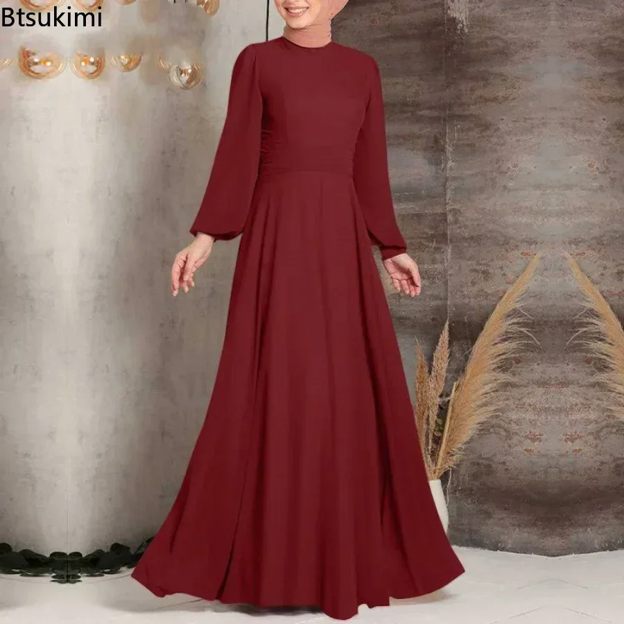 Neues 2025, muslimisches Kleid für Damen, solides Hijab, Dubai, Abaya, langes Kleid für Damen mit Schärpen, Kleidung, Abaya-Kleider für Damen, Abaya-Kleid