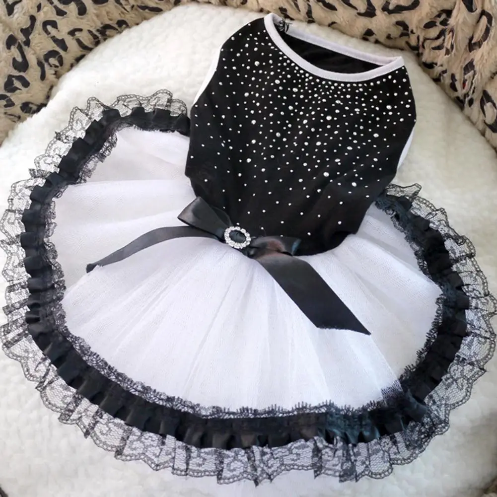 Durable Dog Dress Bow-knot Stylish Cotton Pet Dog Cat Puppy Spot Princess Dress  Pet Princess Skirt Princess Style