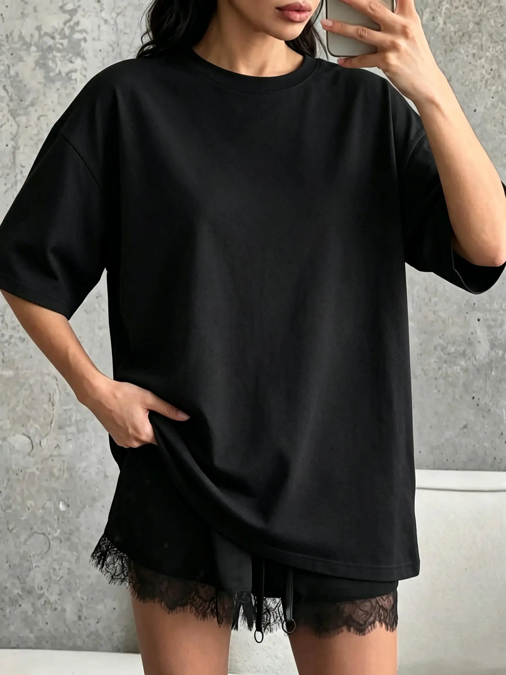 T-shirt uni style streetwear coréen Y2K pour femme, tendance été, coupe ample, multicolore, en coton, vêtement de sport polyvalent