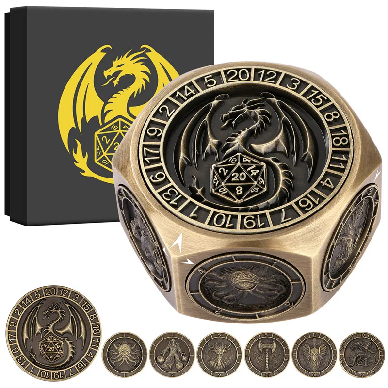 

Креативный восьмисторонний настраиваемый кубический спиннер, диск 7 в 1, необходимые аксессуары для настольных ролевых игр с коробкой