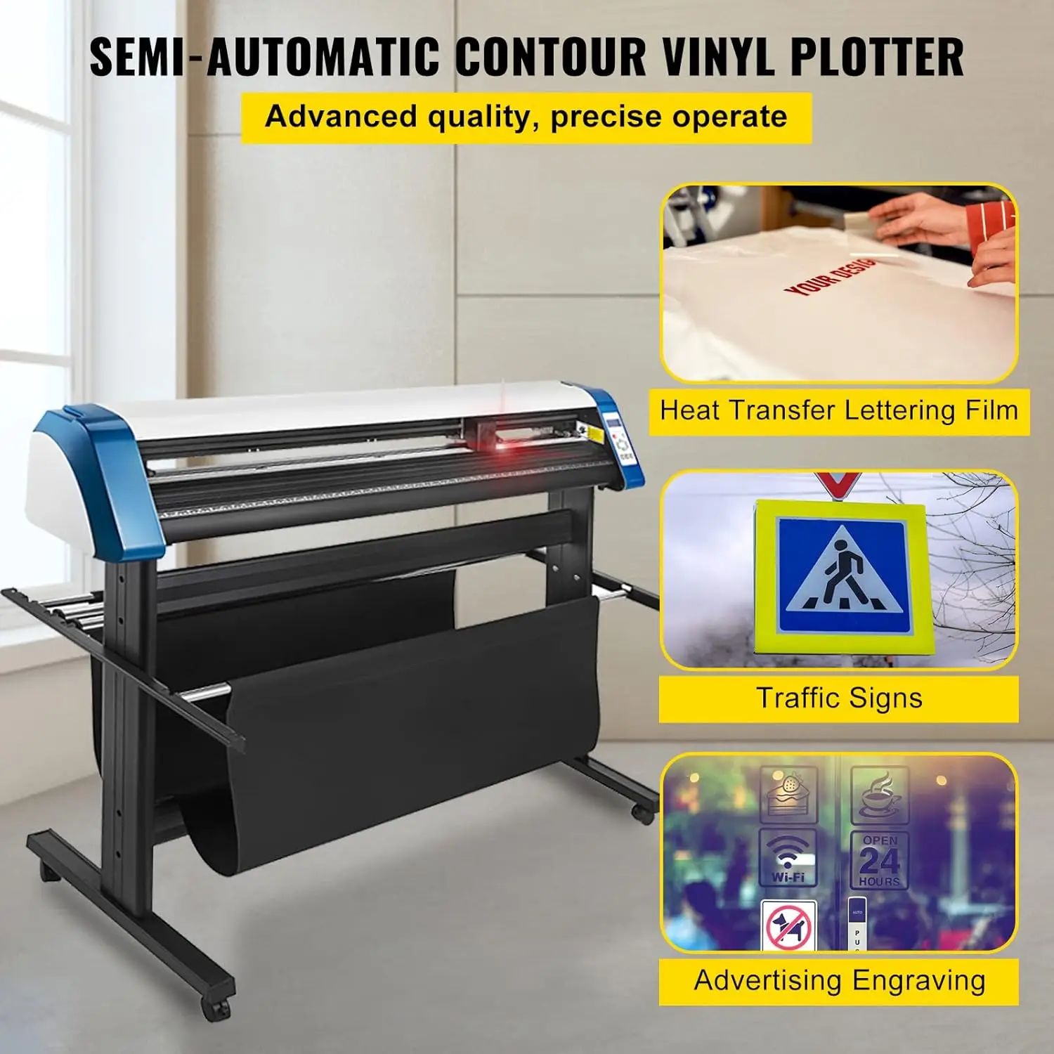 Vinyl Cutter 53 Inch Vinyl Cutter Machine Semi-Automatic DIY Vinyl Printer Cutter Machine Manual Positioning Sign Cutting