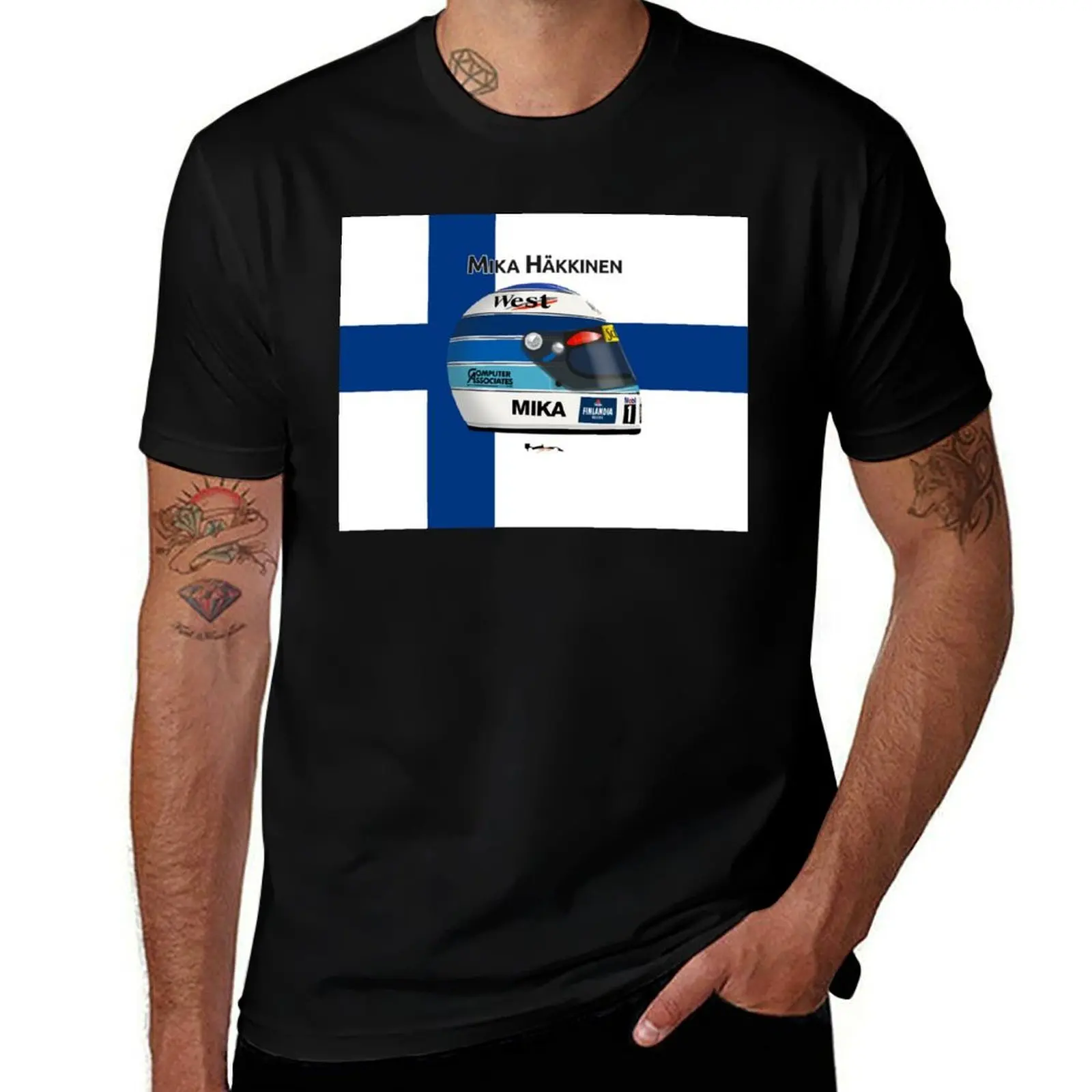 

man t Finnish t essential Hakkinen with shirt cotton Mika flag Helmet shirt T-Shirt