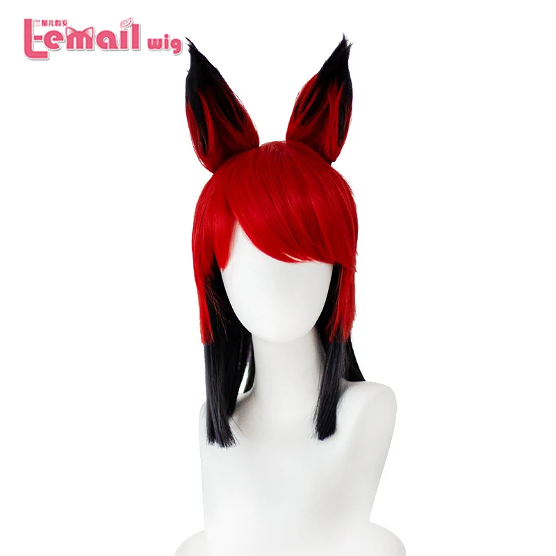 

L-email wig Synthetic Hair Hazbin Cosplay Hotel Alastor Cosplay Wigs Hair 35cm Red Black Short Women Wigs Heat Resistant Wig