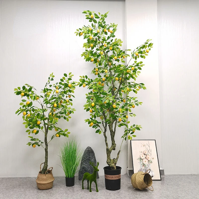 

Simulation Plant Lemon Tree Artificial Potted Plastic Bonsai Yellow Oranges Fruit for Living Room Indoor Decoration Wholesale