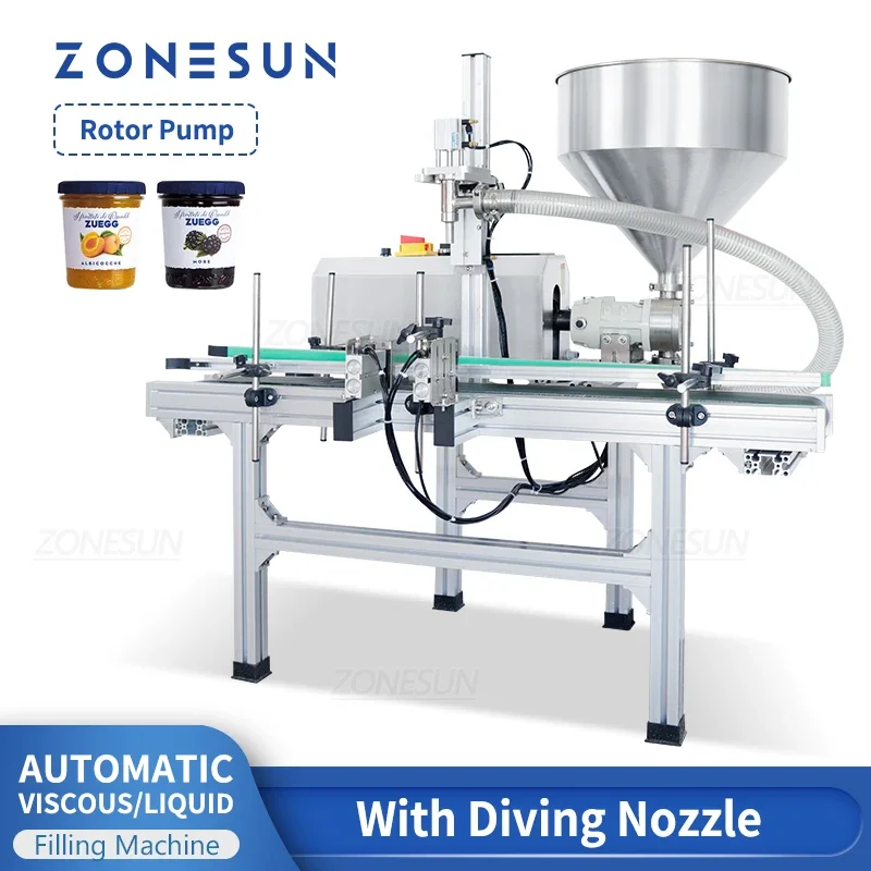 Zonesun ZS-DTGT900P Automatic Paste Filling Machine Viscous Liquid Filler Honey Cream Lotion Cosmetics Packaging