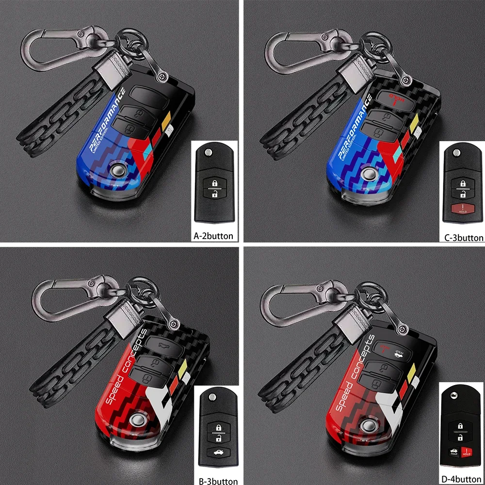 

New ABS Car Key Case Cover Shell For Mazda 3 5 6 Series M6 RX8 MX5 2 3 Buttons Flip Key Protector Fob Bag Accessories