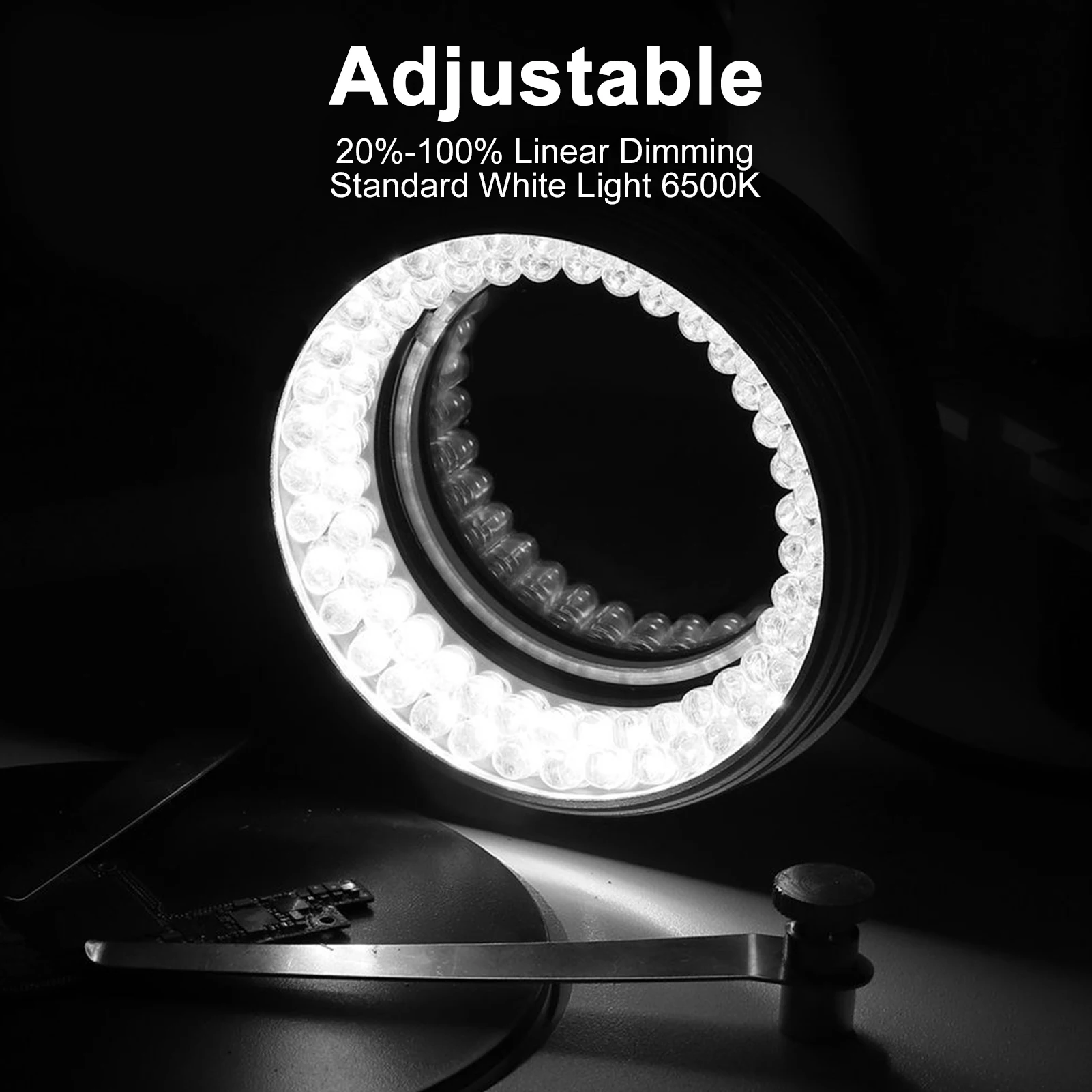 Adjustable Brightness LED Ring Light For Jewelry Inspection Material Metal Uniform Light Source For Microscope