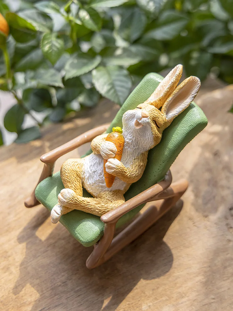 Creative Animal Rocking Chair Decorations, Cute Little Frog, Courtyard Fairy Garden Miniatures, Desktop Resin Home Accessories